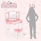 Kids Vanity Princess Makeup Dressing Table Chair Set with Tri-folding Mirror